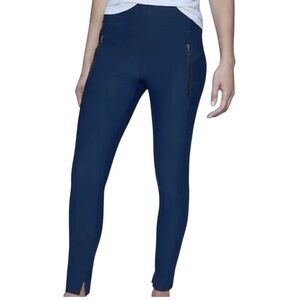 Athleta Pull On Pants Stellar Tight Navy Blue Pockets Athletic Travel Workout L